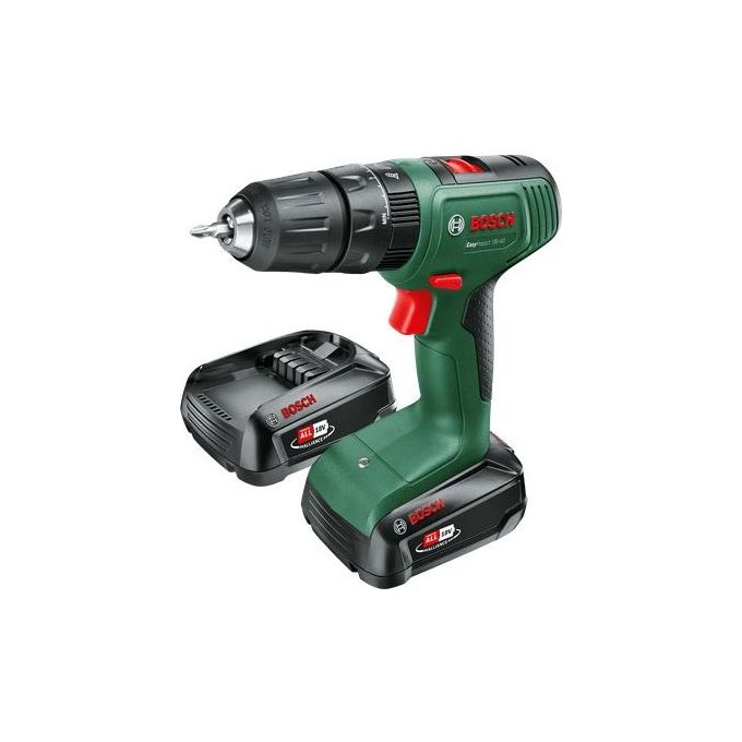 Bosch 06039D8108 EasyImpact Trapano con Percussione a Batteria 18V 2 Batterie 2,0 Ah Mandrino 13 mm Luce LED colore Nero