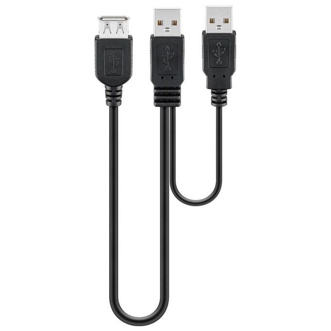 Wentronic cavo splitter alimentazione usb 2.0 connettori 2xa maschio - 1xa femmina