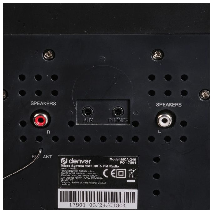 Denver MCA-240 Microsistema Audio per la Casa Lettore CD Radio FM 40 W Display LCD Telecomando colore Nero