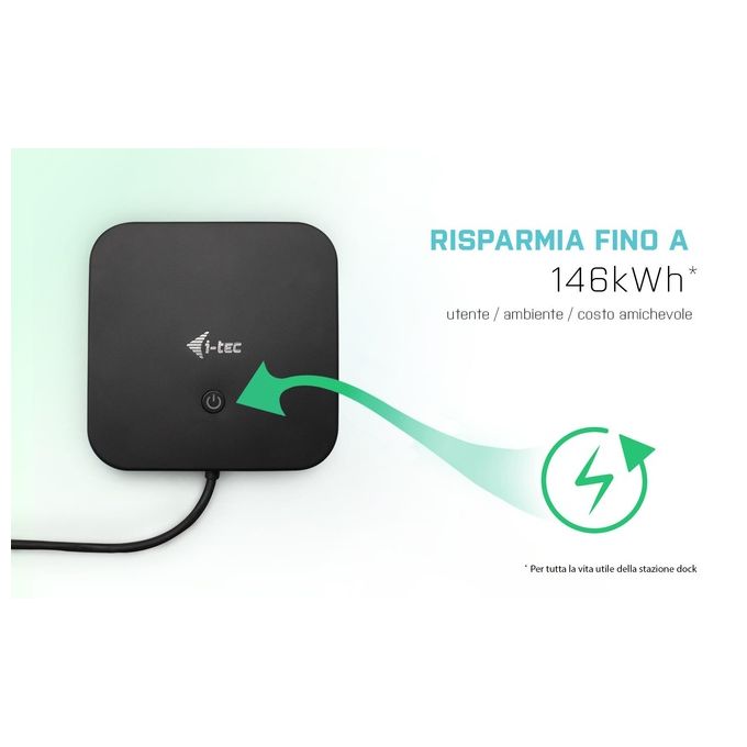 I-tec C31DUALDPDOCKPD100W USB-C Dual Display Docking Station con Power Delivery 100 W 2x DisplayPort 6 porte USB Ethernet Gigabit Kensington Lock VESA Support colore Nero