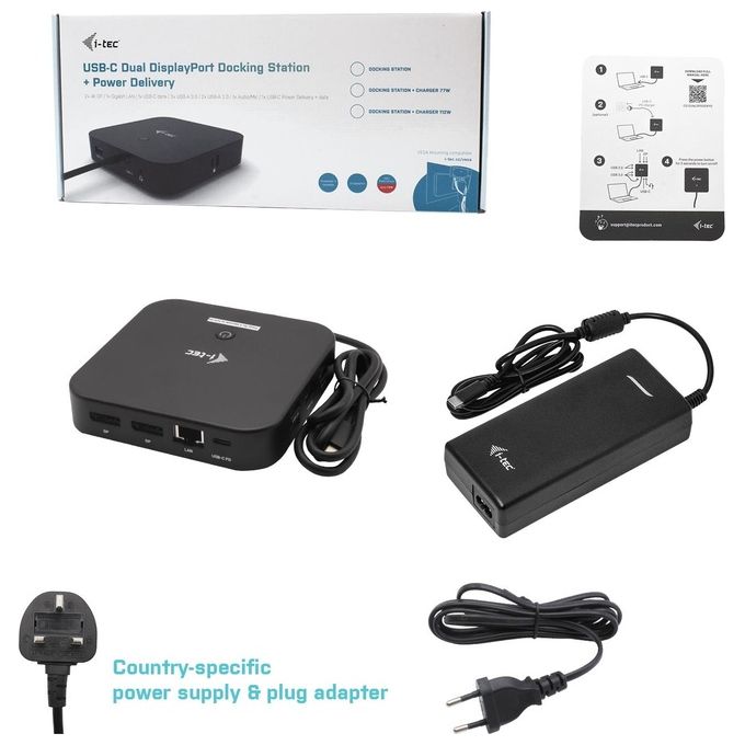 I-tec C31DUALDPDOCKPD100W USB-C Dual Display Docking Station con Power Delivery 100 W 2x DisplayPort 6 porte USB Ethernet Gigabit Kensington Lock VESA Support colore Nero