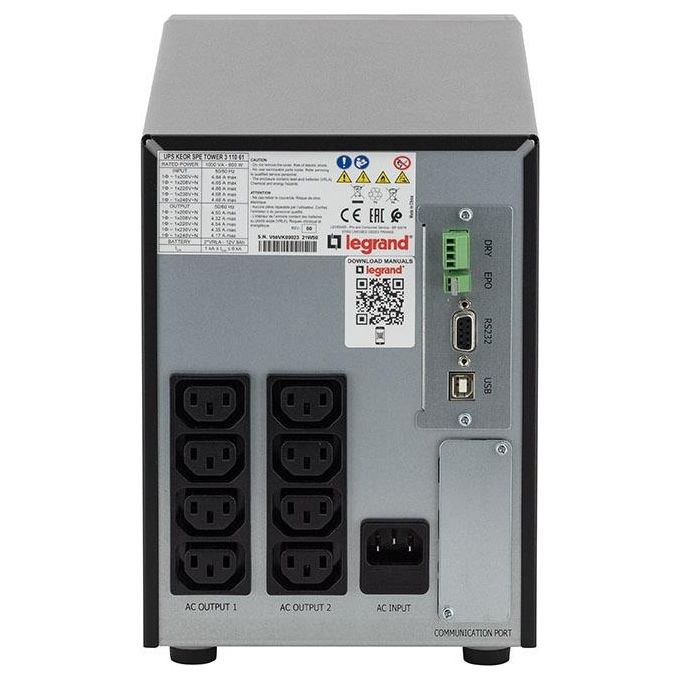 Legrand 311061 Keor SPE Gruppo di continuita' UPS Linea Interattiva 1000VA 800W 8 Prese IEC C13 colore Nero