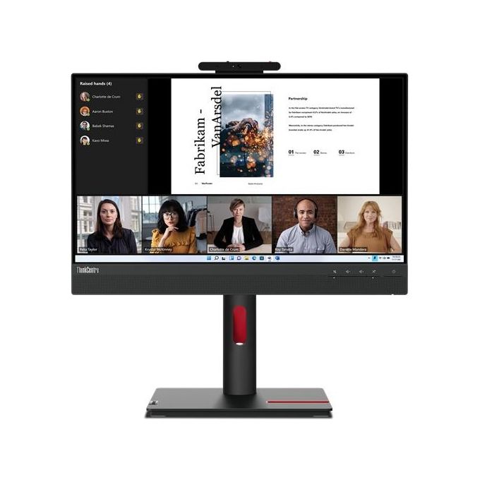 Lenovo 12N8GAT1IT ThinkCentre Tiny-In-One Monitor 21,5'' Full HD IPS LED con Webcam Integrata Altoparlanti Stereo Hub USB VESA 100x100 mm Windows 11 colore Nero