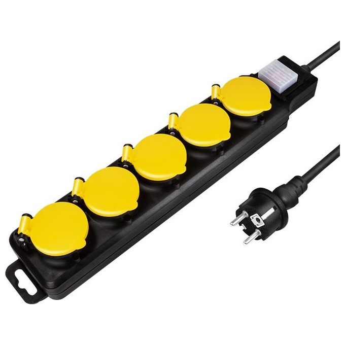 LogiLink Multipresa 5 Porte da Esterno con Coperchi di Protezione Prese e Spina Schuko