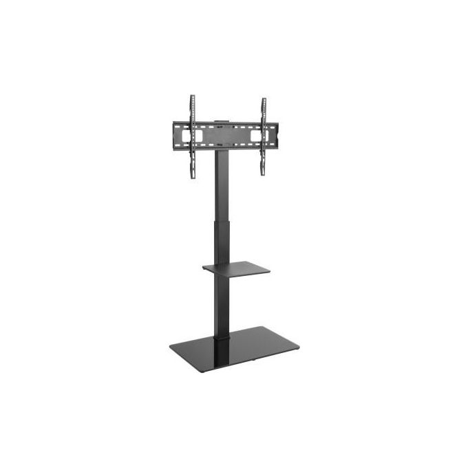 NVS LCD70 Supporto TV da pavimento orientabile per TV 37''-70'' con base in vetro temperato altezza regolabile su 3 posizioni VESA fino a 600x400 mm colore Nero