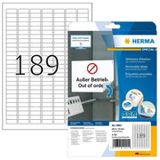 Herma Etichette Rimovibili Bianche 25,4x10mm 25 Fogli DIN A4 4725 Pezzi