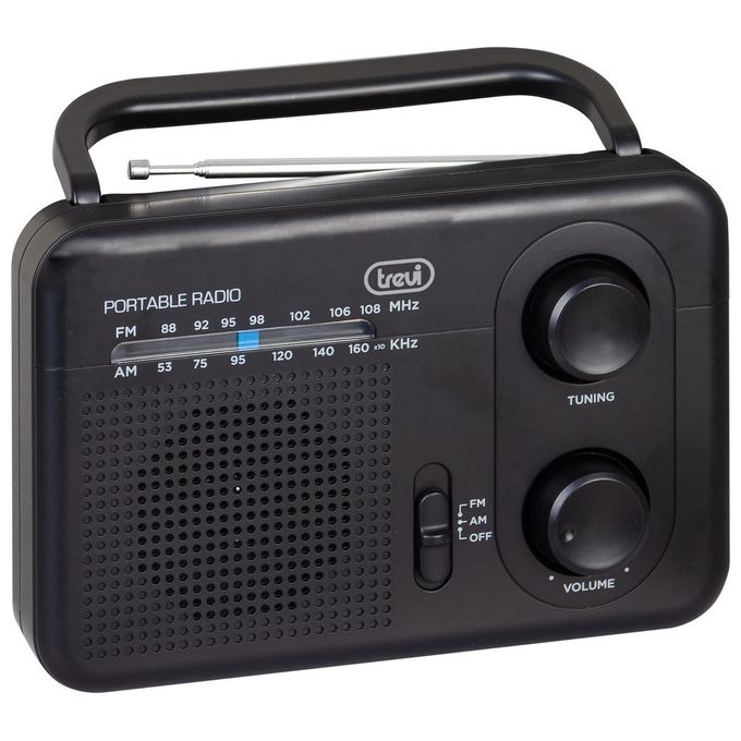 Trevi 0RA7F6400 Radio Portatile Analogico con Sintonizzatore AM FM Alimentazione DC Batteria 3 C Cuffia 3.5 mm colore Nero