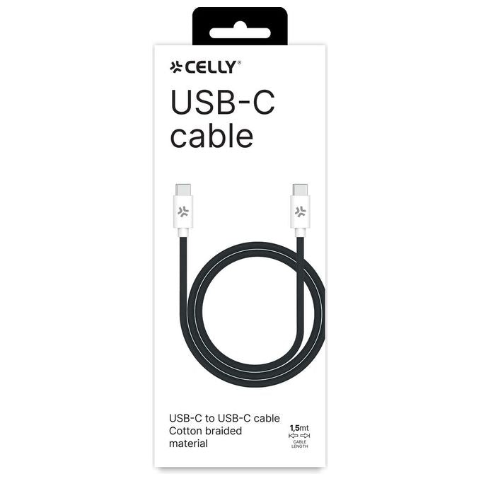 Celly Cavo da Usb-C a Usb-C 1.5mt Cotone Nero