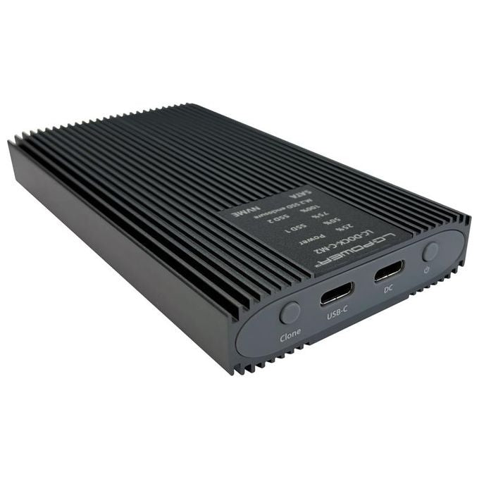 LC-Power LC-DOCK-C-M2 Stazione di Docking USB 3.2 per SSD M.2 NVMe e SATA 10 Gbps colore Grigio antracite