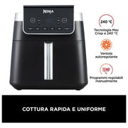 Ninja AF180EU Friggitrice ad aria 6.2 L 2000W 6 Programmi Display Digitale Antiaderente Lavastoviglie colore Nero