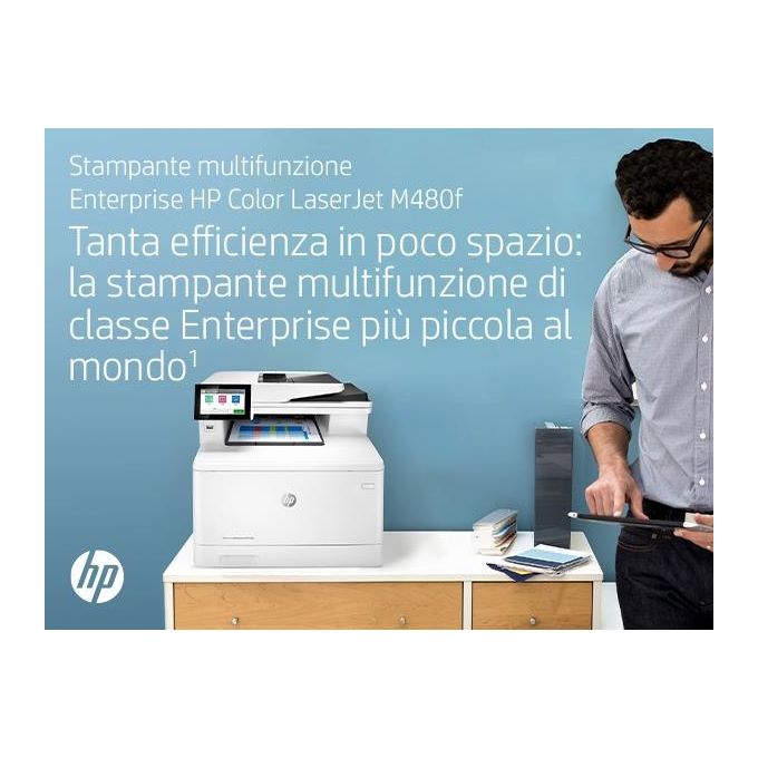 HP 3QA55A Color LaserJet Enterprise MFP M480f Stampante Multifunzione Laser A4 27 ppm colori Fronte Retro Automatico Fax USB Ethernet colore Bianco