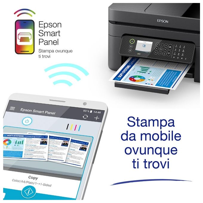 Epson C11CK62402 WorkForce WF-2950DWF Stampante Multifunzione Inkjet A4 4 in 1 Fronte Retro Wi-Fi ADF colore Nero