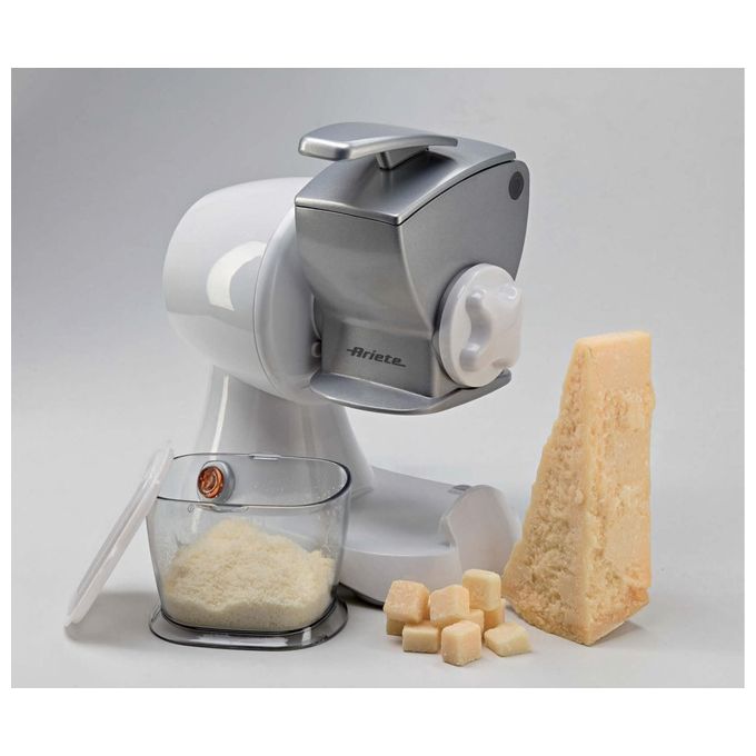 Ariete 448 Gratì Professional . Grattugia professionale dotata di tramoggia in metallo. Contenitore estraibile e coperchio salvafreschezza. Potenza 120w.
