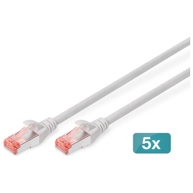 DIGITUS DK-1644-150-5 Cavo LAN Cat 6 S-FTP 15 m 5 pezzi colore Grigio