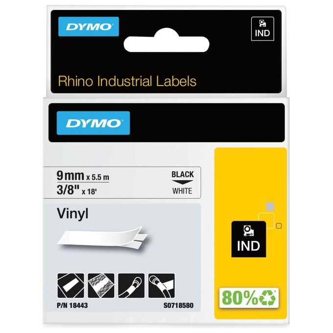 Dymo Nastro da 9mmx5.5m Vinile N B