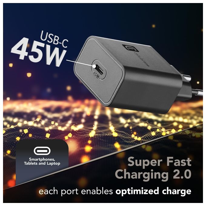 Cellularline ACHSMUSBC45WK Super Fast Charger Caricabatterie USB-C 45W Power Delivery Super Fast Charging 2.0 Samsung colore Nero