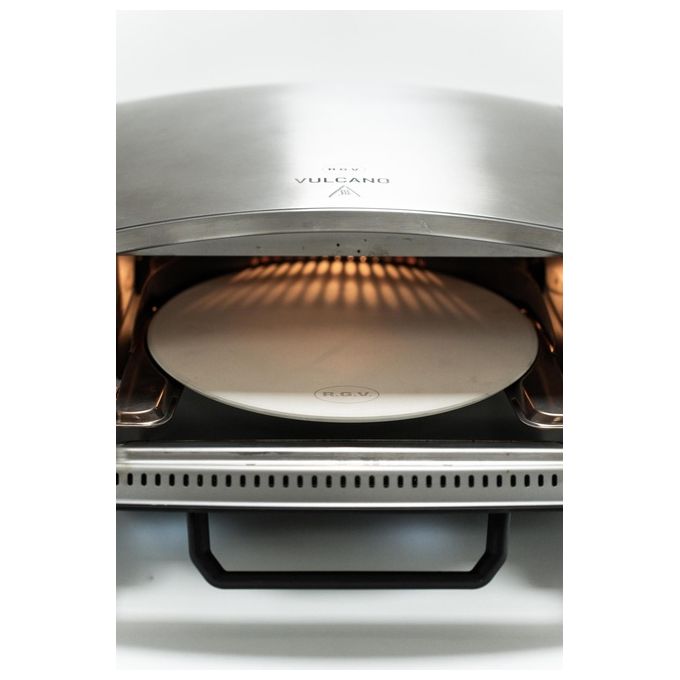 RGV 111370 Vulcano Forno Elettrico per Pizza Piatto Girevole 33 cm 2100 W Timer Digitale 450°C colore Nero Acciaio Inox