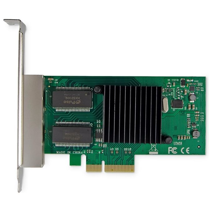 Digitus DN-10114 Scheda di Rete 4 Porte Gigabit Ethernet PCI Express Intel I350 10-100-1000 Mbps Virtualizzazione I-O fino a 32 Porte Virtuali Supporto Jumbo Frame fino a 9,5 KB colore Nero