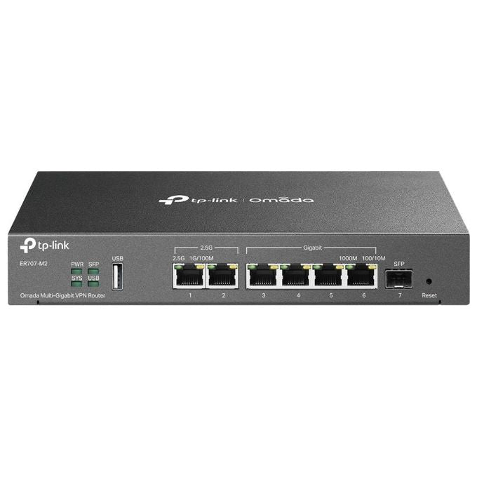 TP-Link ER707-M2 Omada Router Cablato VPN Multi-Gigabit 2.5G WAN 1G SFP WAN-LAN 4P Gigabit RJ45 colore Nero