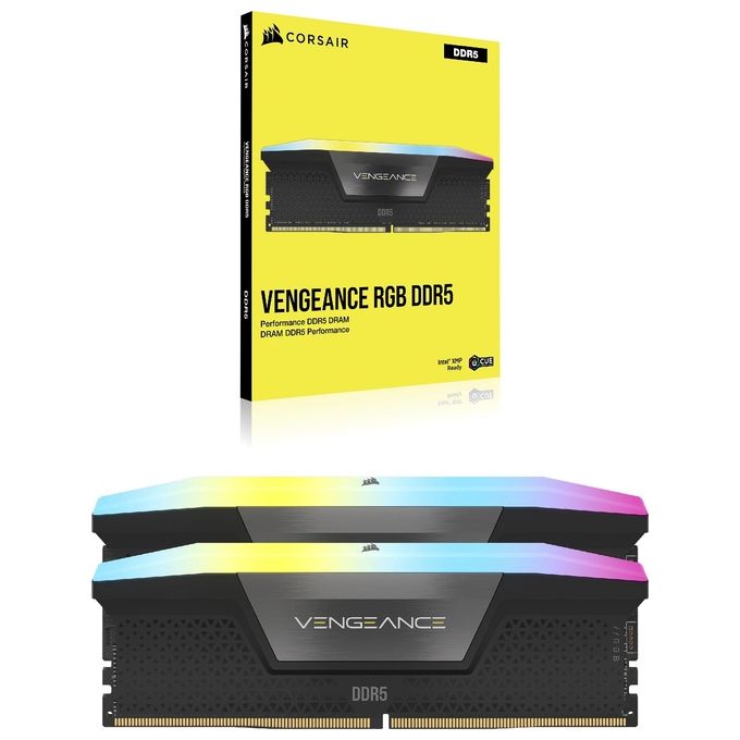 Corsair CMH16GX5M2B5200C40 Vengeance RGB Memoria 16 GB 2 x 8 GB DDR5 5200 MHz CL40 con dissipatore e RGB colore Nero