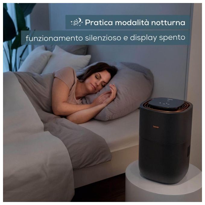 Beurer LB 300 PLUS Umidificatore d'Aria Evaporazione Naturale 3 L 300 ml-h 26W per ambienti fino a 45 m² colore Nero