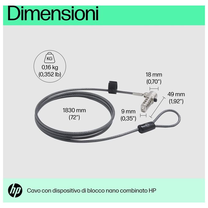 HP Lucchetto a Combinazione per Cavo Nano