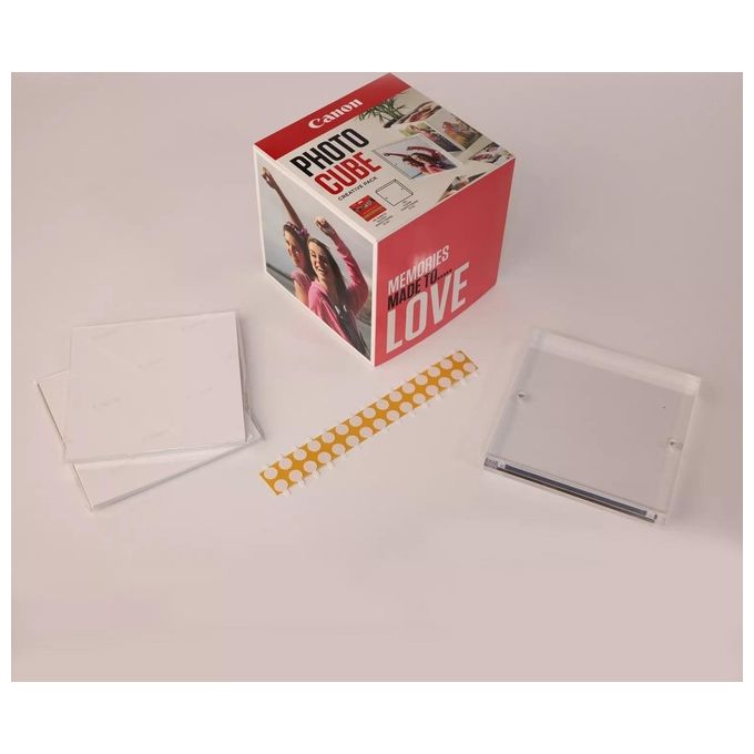 Canon PP-201 Carta Fotografica 13x13cm Photo Cube Pacchetto Creativo Bianco-Rosa 40 Fogli