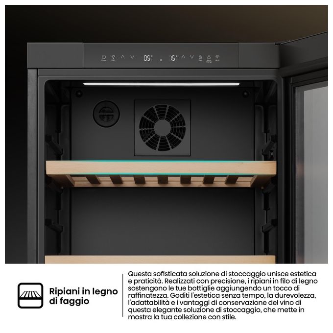 Hisense RW3N230GELF Cantinetta Vino 108 Bottiglie 239 L Classe F 38 dB Zona Temperatura 5-20 °C Wi-Fi LED colore Nero
