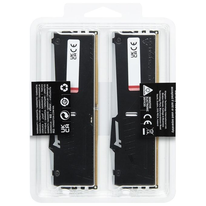 Kingston KF556C36BBEAK2-32 FURY Beast Memoria RAM DDR5 32 GB 2x16 GB 5600 MT-s CL36 RGB Intel XMP AMD EXPO colore Nero