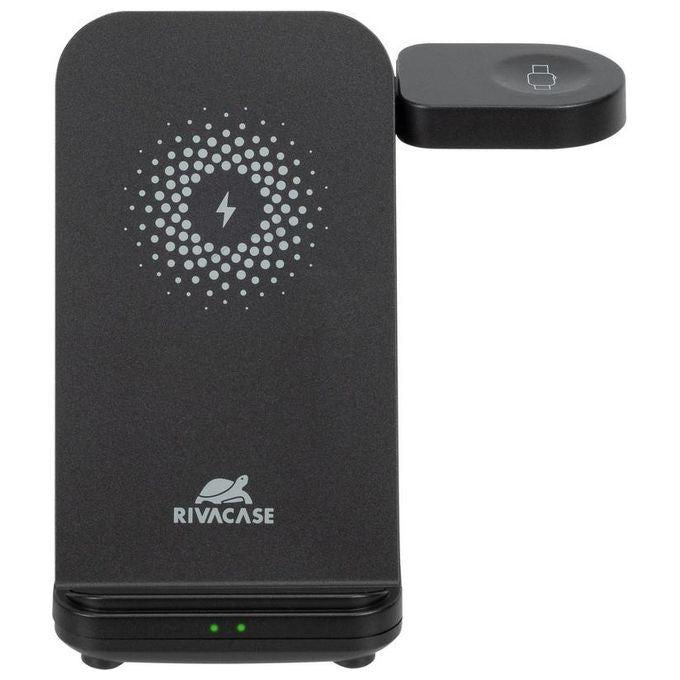 RivaCase VA4916 Caricatore Stand Wireless 3 in 1 Compatibile con iPhone Samsung e Apple Watch 15 W colore Nero