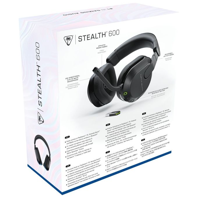 Turtle Beach TBS-3102-05 Stealth 600 Auricolare Gaming Wireless con Driver 50 mm Batteria 80h Bluetooth 5.2 per PS5 PS4 PC colore Nero