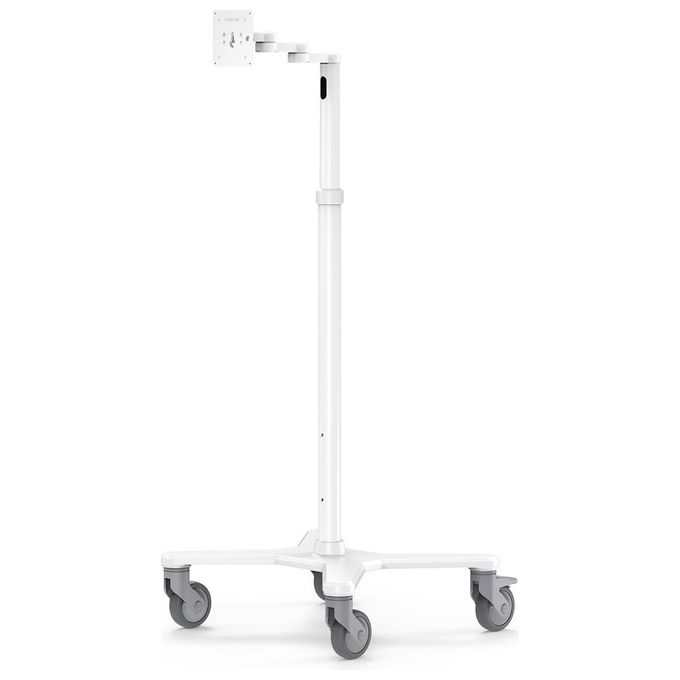Compulocks MCRSTDEXW Carrello Multimediale Mobile con Braccio Articolato VESA 75x75 100x100 mm per Schermo fino a 15'' Altezza Regolabile 1160-1590 mm con Ruote Bloccabili colore Bianco
