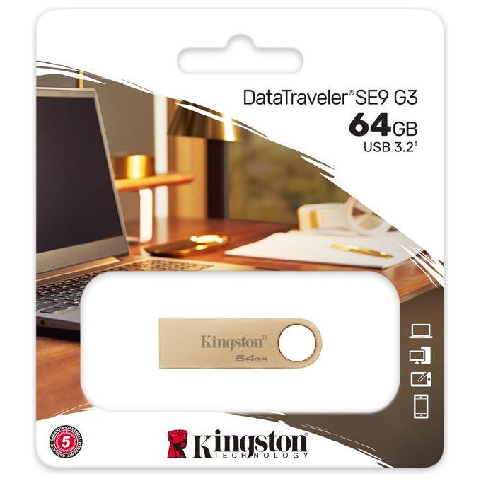 Kingston Technology DataTraveler 64Gb 220MB-s Drive USB 3.2 Gen 1 in Metallo SE9 G3