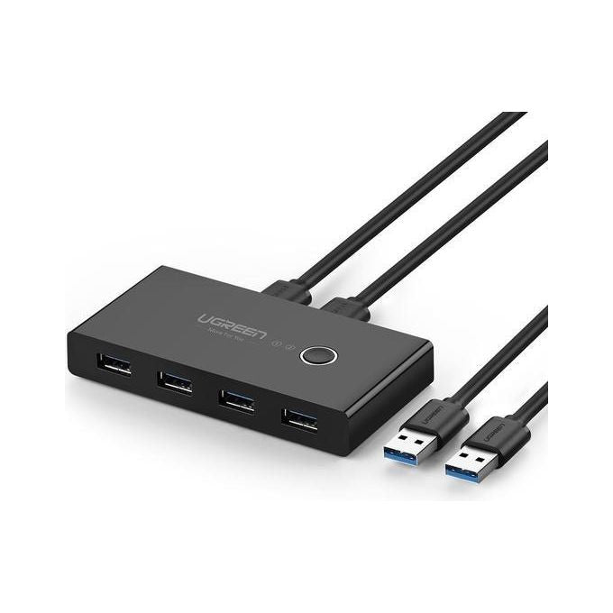 Ugreen 30768 Switch Box Condivisione USB 3.0 2 PC 4 Periferiche 5 Gbps colore Nero