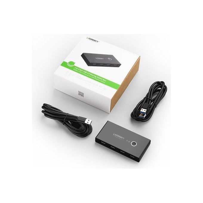 Ugreen 30768 Switch Box Condivisione USB 3.0 2 PC 4 Periferiche 5 Gbps colore Nero