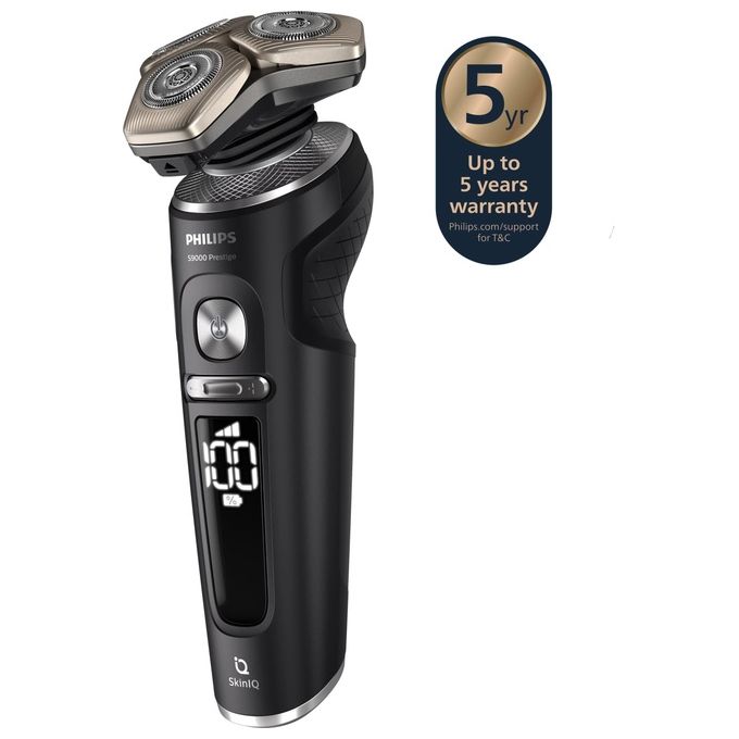 Philips SP9840-32 Shaver S9000 Prestige Rasoio elettrico Rotante Wet and Dry 3 testine autonomia 60 min colore Grigio
