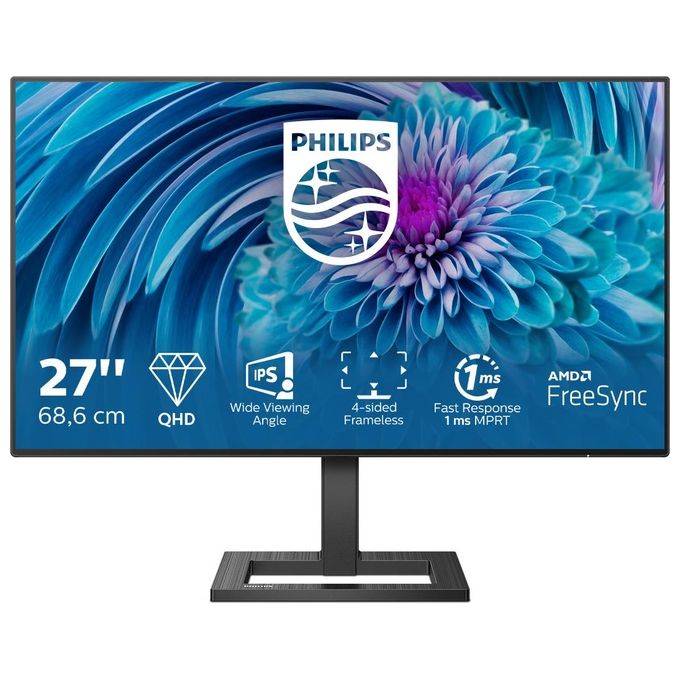 Philips 275E2FAE E Line Monitor PC 27'' IPS QHD 2560x1440 75Hz 1ms AMD FreeSync Altoparlanti VESA colore Nero