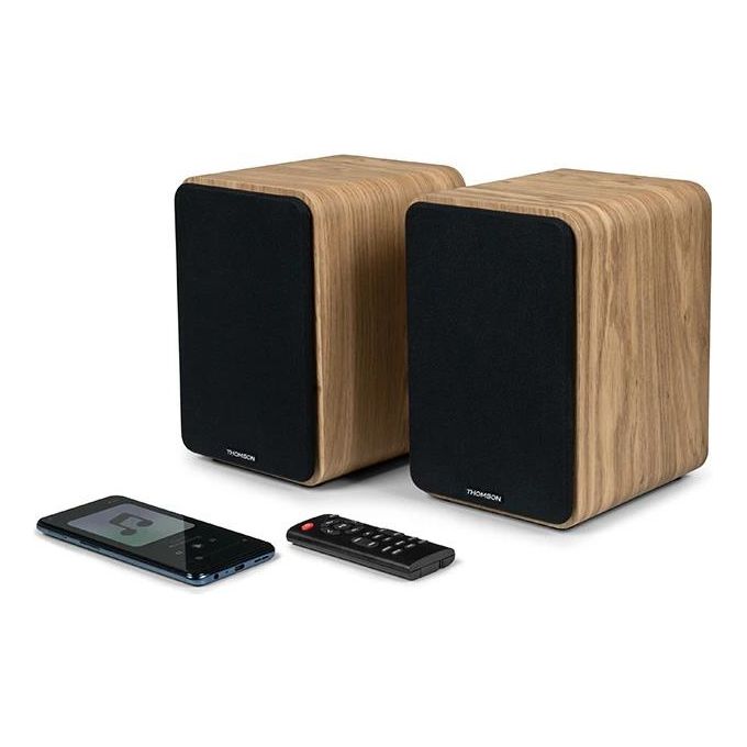 Thomson WS602DUO Casse Acustiche 2.0 Bookshelf 100 W Bluetooth 5.0 RCA Telecomando colore Legno