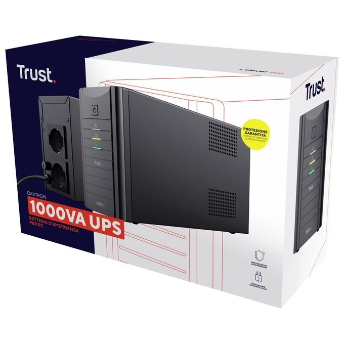 Trust 21199 Oxxtron Gruppo di Continuita' con 2 Prese a Parete Nero