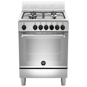 La Germania Americana AMN664EXV Cucina a Gas Piano Cottura Acciaio Inossidabile 4 Fuochi Forno Elettrico Multifunzione 56 Litri Classe Energetica A