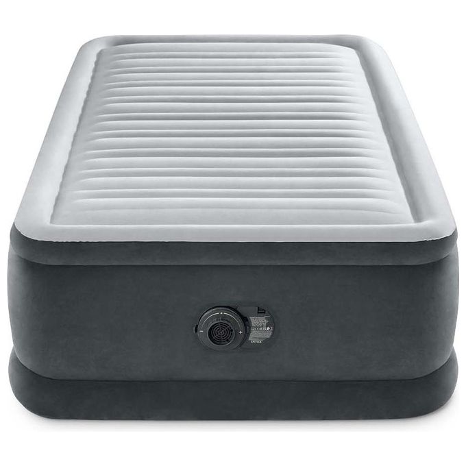 Intex 64412ND Dura-Beam Comfort Plush Materasso Gonfiabile Singolo Elevato Pompa Integrata 99x191x46 cm Portata 136 Kg colore Grigio