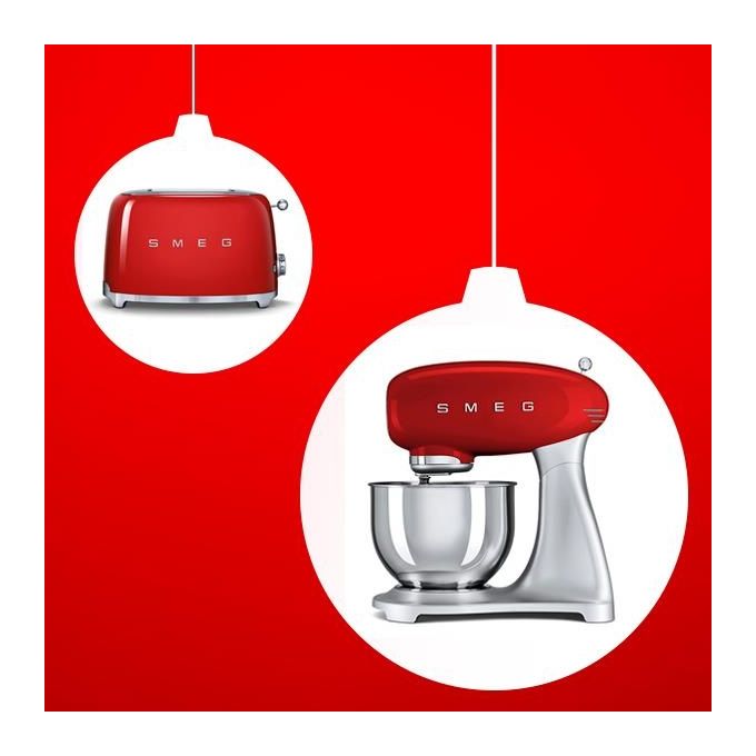 Smeg TSF01RDEU Estetica 50's Style Tostapane 2 Fette 6 Livelli di Doratura Rosso