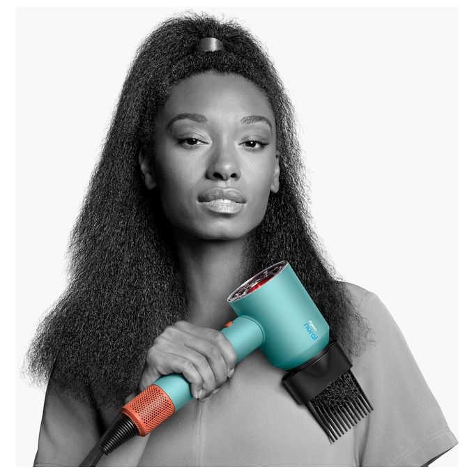 Dyson 515276-01 Supersonic Nural Asciugacapelli 1600W Motore V9 3 Velocita' 4 Temperature con Accessori colore Blu Arancione