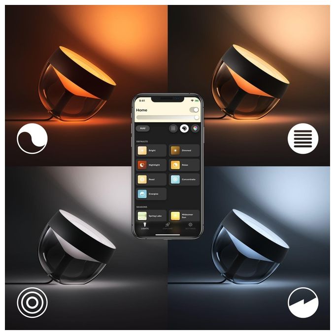Philips by Signify 8719514264489 Philips Hue White and Color ambiance Lampada da tavolo Iris Lampada da tavolo intelligente LED Bluetooth Zigbee dimmerabile 570 lm colore Nero