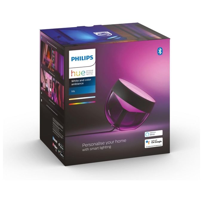 Philips by Signify 8719514264489 Philips Hue White and Color ambiance Lampada da tavolo Iris Lampada da tavolo intelligente LED Bluetooth Zigbee dimmerabile 570 lm colore Nero