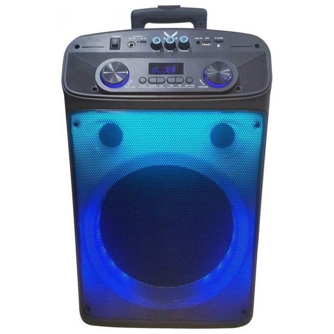 Majestic 116355 BK Flame T55 Party Speaker a Trolley Bluetooth 320W PMPO 40W RMS Woofer 12'' Tweeter 2'' Luci LED Microfono Incluso Telecomando USB Type-C MicroSD TWS colore Nero