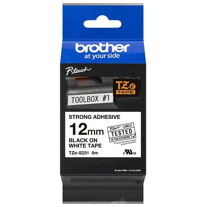 Brother Nastro 18mm Ner0 Bianco Laminato