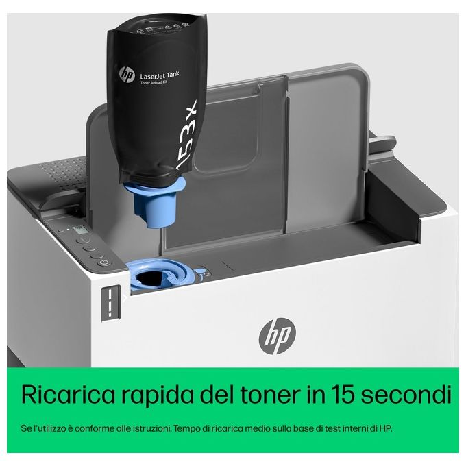HP 2R7F4A LaserJet Tank 2504dw Stampante Laser Monocromatica 22 ppm Fronte Retro Automatica Wi-Fi USB LCD colore Bianco