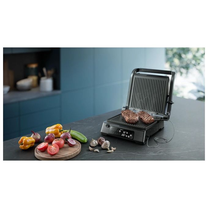 Philips HD6307-70 Serie 7000 Grill a Contatto 2200 W 8 Funzioni Preimpostate Sensore di Temperatura colore Nero