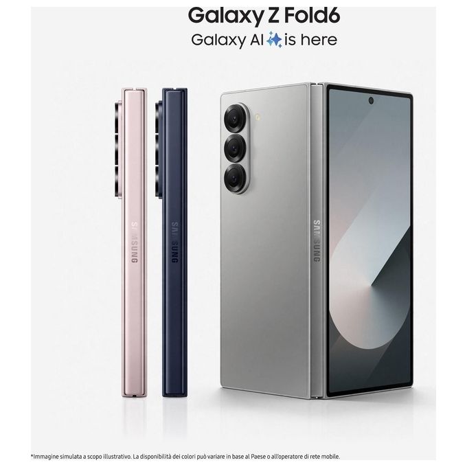 Samsung SM-F956BZSNEUE Galaxy Z Fold6 Smartphone 5G 12GB RAM 1TB Dynamic AMOLED 2X 7.6'' Snapdragon 8 Gen 3 Dual SIM colore Silver Shadow